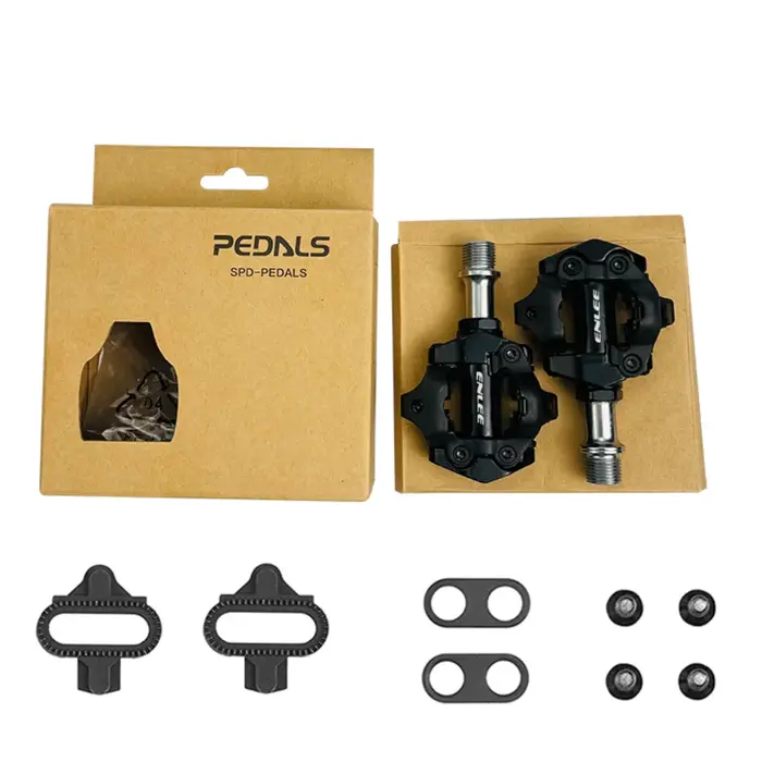 ENLEE pédale de verrouillage de vélo 1 avec taquet gratuit pour système SPD vtt route aluminium anti-dérapant roulement