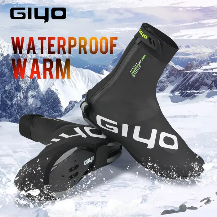 Couvre-chaussure de cyclisme hiver thermique GIYO RD-100 imperméable et réfléchissant en PU et Polyester pour vélo de route et VTT pour homme et femme
