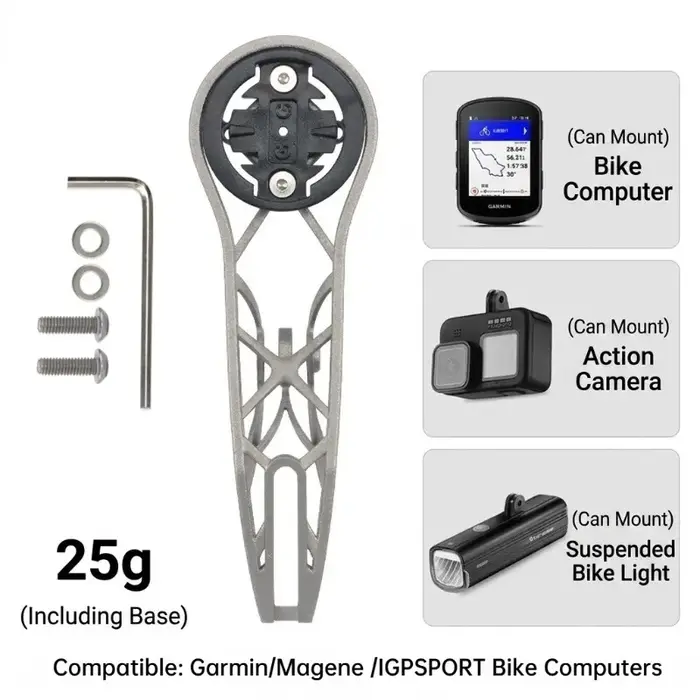 Support de guidon intégré pour ordinateur de vélo en alliage de titane imprimé en 3D