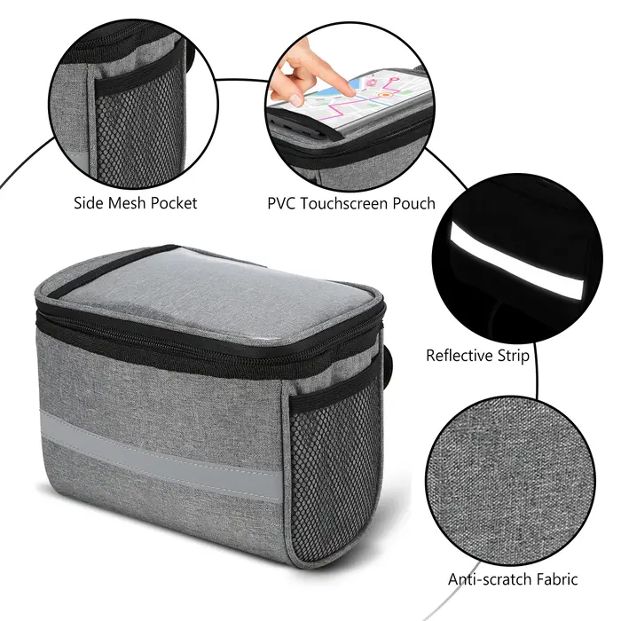Sac de guidon de vélo isolé avec bande de coulée