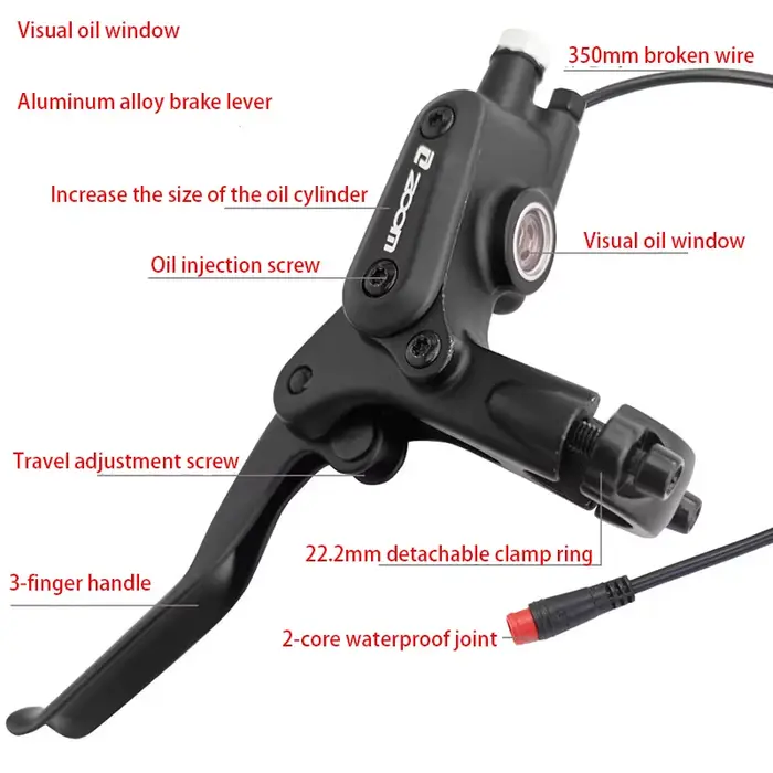 Frenos hydrauliques pour vélo électrique à 4 pistons ZOOM Fenêtre à huile visible et technologie de mise hors tension intelligente pour une sécurité et un contrôle ultimes