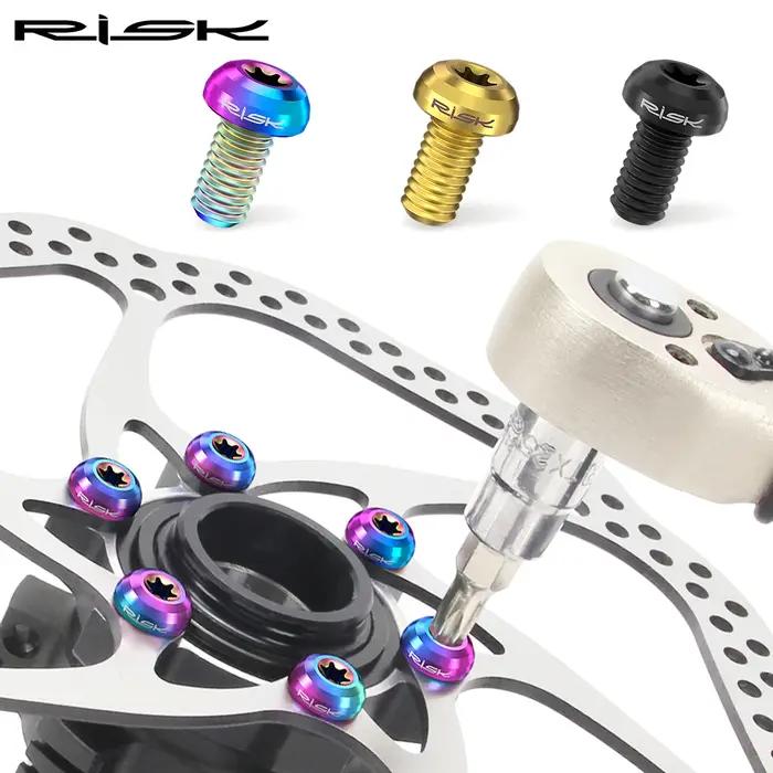 Risque 12 pièces M5 * 10MM vélo frein à disque Rotor boulons de fixation TC4 titane