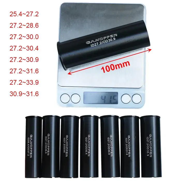 Adaptateur de tube de tige de selle en alliage d'aluminium pour vélo de montagne avec manchon de réduction et 17 coloris personnalisables