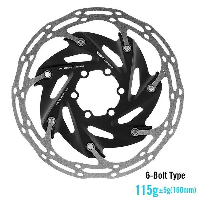 2025 RYET Rotors de frein de vélo 6 boulons et verrouillage central 140mm/160mm pièces