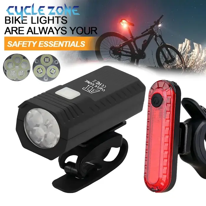 Ensemble de feux de vélo avant avec feu arrière LED feux de vélo rechargeables 3 Modes phare facile 