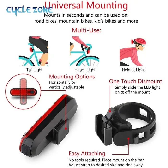 Feu arrière de vélo rechargeable par USB