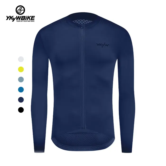 YKYW Maillot de cyclisme à manches longues pour hommes Chemise de course de vélo Pro Team Riding Bik