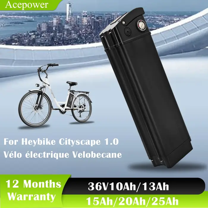 Batterie de vélo électrique Heybike Cityscape Velobecane 36V 10Ah 15Ah 25Ah pour remplacement de bat