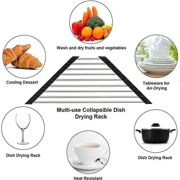 Triangle Roll-Up Vaisselle vaccage T1 pour Évier Coin Pliable En Acier Inoxydable Caddy Éponge Étagère Support Cuisine Proximité