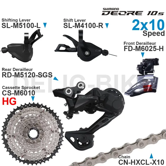 SHIMANO DEORE M4100 M5100 2x10 vitesses groupe manettes de vitesse avant/arrière dérailleur et SUGEK