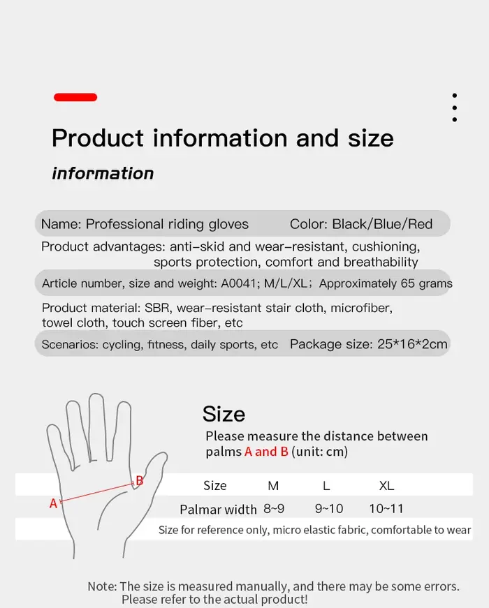 Gants de vélo VILICO à doigts entiers, respirants, antidérapants, rembourrés en SBR, antichocs, pour le VTT/le cyclisme sur route