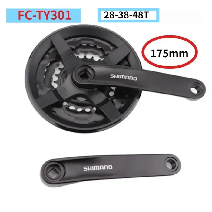 Groupe de pédalier SHIMANO TOURNEY TY - VTT comprenant FC-TY301 42T/48T-170mm/175mm 3x8/7/6 vitesses et boîtier