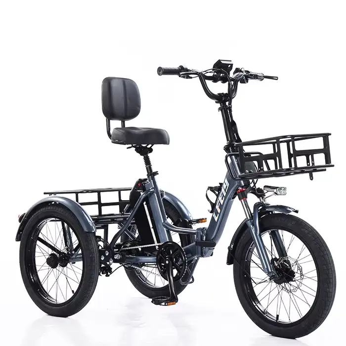 Tricycle électrique adulte Mini voiture véhicule cargo pliable 48V 350W 3 roues vélo