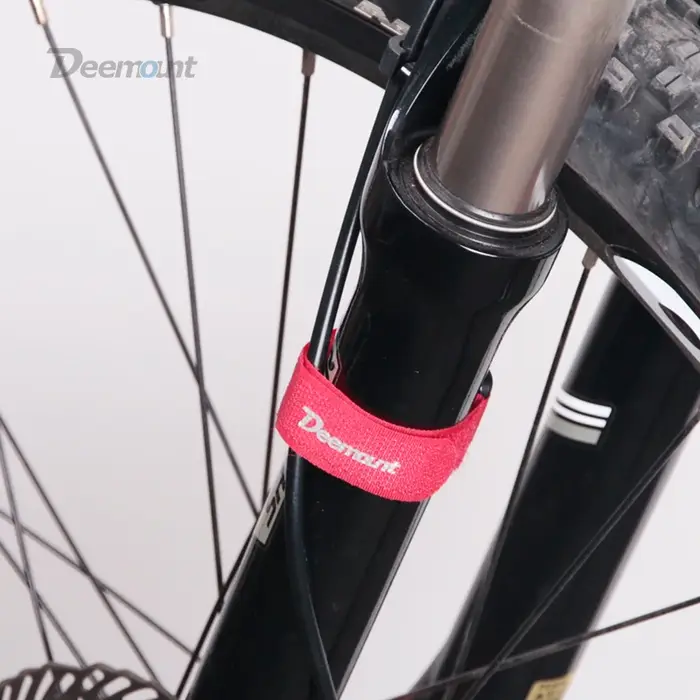 Deemount 4 pièces vélo Nylon crochet/boucle ruban auto-adhésif sangle vélo câble fil cravate pompe b