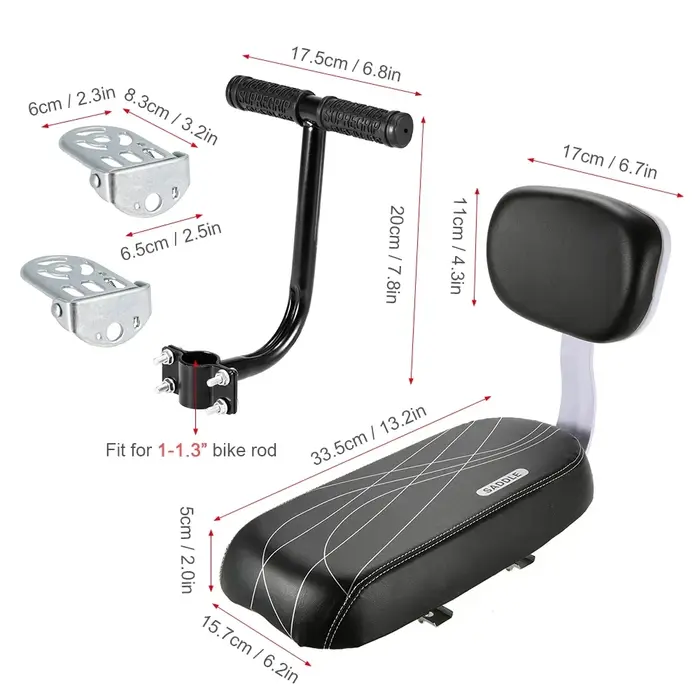Selle arrière de vélo en cuir PU souple pour enfant