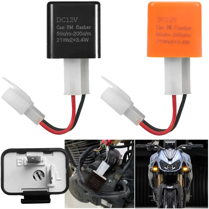 Relais de clignotant électronique LED réglable à 2 broches avec fils pour vélos motos scooters clignotants