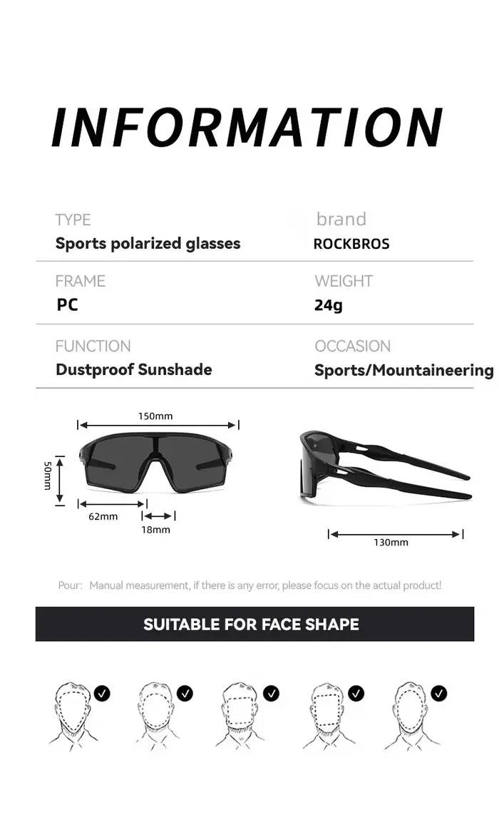 Lunettes de soleil photochromiques ROCKBROS pour hommes et femmes