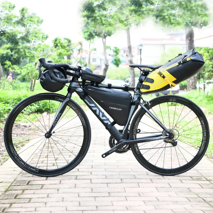 NEWBOLER sac de vélo étanche à la pluie grande capacité vtt vélo de route cadre sac Triangle pochett