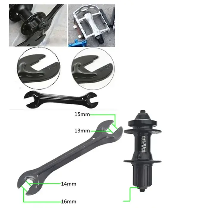Outil de roue à chaîne de vélo 13/15mm 14/16mm, clé à pédale d'essieu de roue de vélo, clé de répara