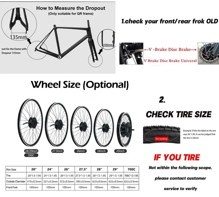 Kit de Conversion de vélo électrique 36V 250W 350W 500W