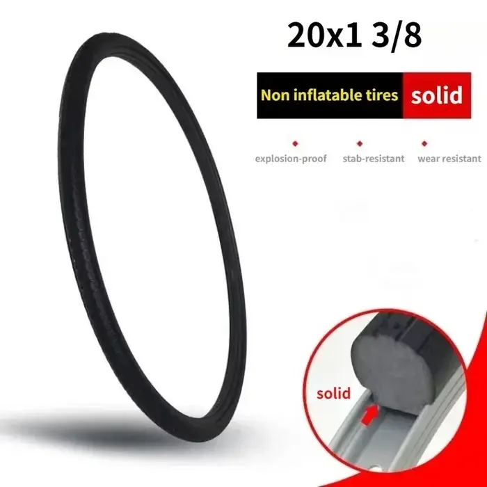 Pneu solide pour vélo 20/22/24/26 pouces x1.5/1.75/1.95/1 3/8, pneus solides pour VTT, pneu anti-cre