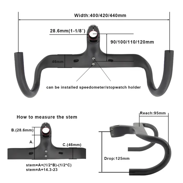 Guidon de vélo de route entièrement en Fiber de carbone
