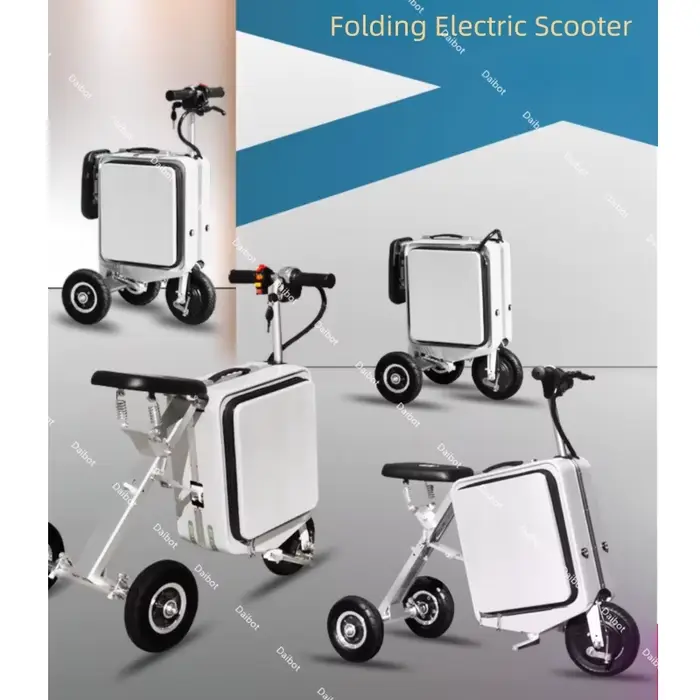 Scooter électrique de mobilité pliant 2 places léger avec batterie amovible et cadre en alliage d'aluminium aéronautique pour adultes seniors