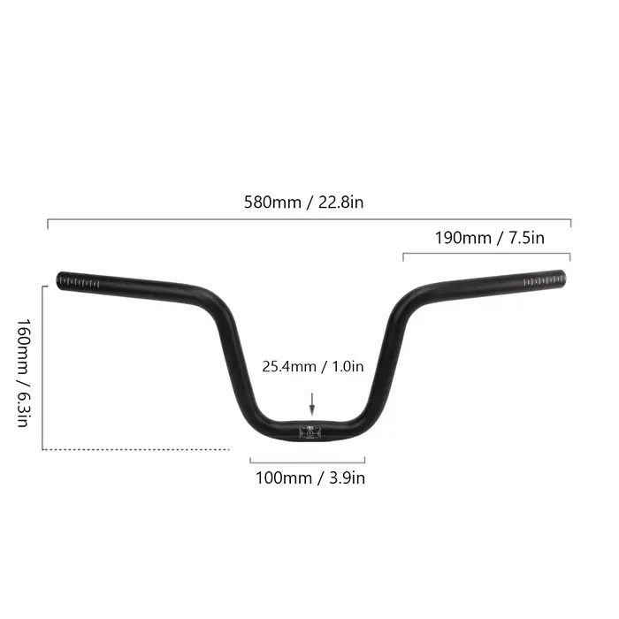 Guidon pliant extra long en alliage d'aluminium pour vélo de route et VTT, dimensions 25.4mm, diamèt
