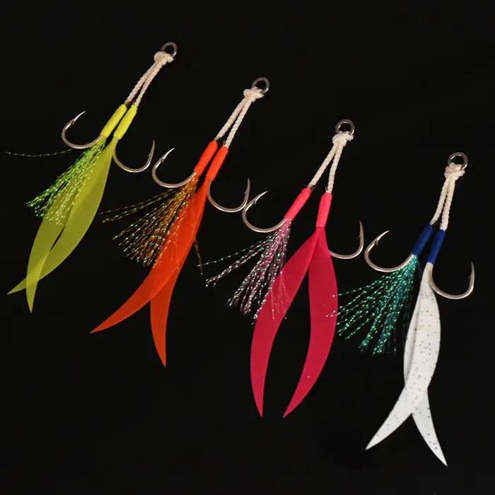 5 paires de crochets d'assistance de queue de gabarit en métal 10-20 #   Avec hameçon de pêche au le