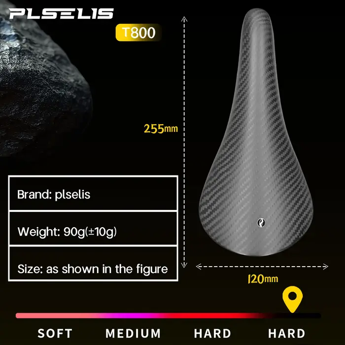 Selle de vélo de route en fibre de carbone pleine Plselis