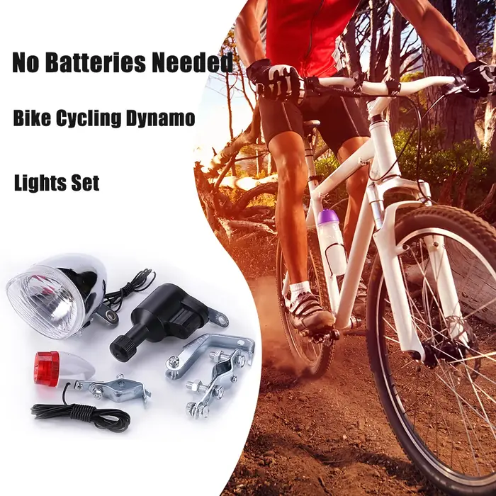 Ensemble de lumières dynamo pour vélo, sécurité, sans piles, phare avant et arrière