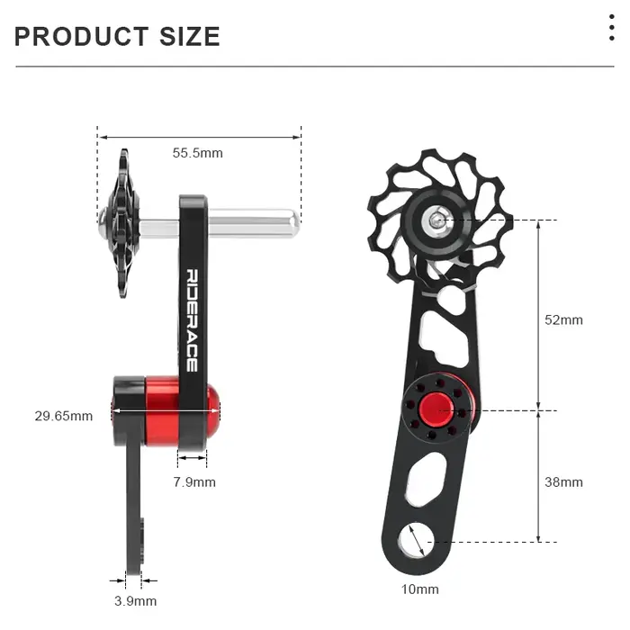 RIDERACE tendeur de chaîne de vélo dérailleur arrière à vitesse unique en alliage d'aluminium pour Guide