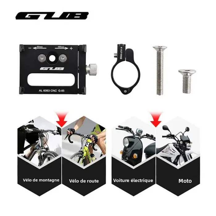 GUB G85 support de téléphone de vélo universel réglable 3.5-6.5 pouces Smartphone guidon