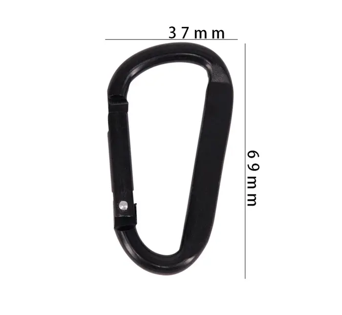 Mousqueton en alliage d'aluminium noir, anneau en D, Clip de porte-clés de Camping, mousqueton, Kit
