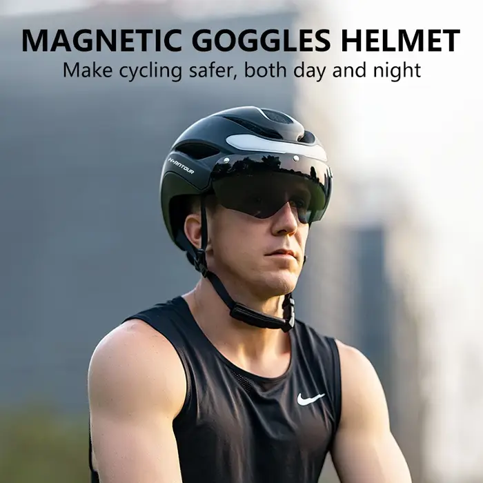 Horntour casques de vélo pour adultes avec feu arrière LED Rechargeable lunettes magnétiques visière casque de cyclisme