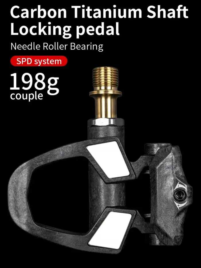 Nouveau KINAN pédale de verrouillage de vélo 198G 94x69MM corps en Fiber de carbone alliage de titane axe doré avec