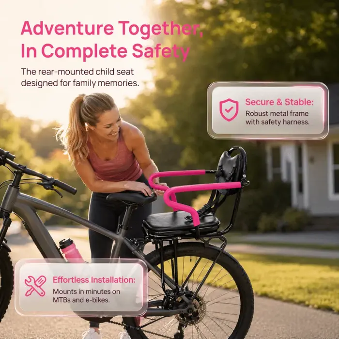 Siège de vélo pour enfant monté à l'arrière Accoudoir facile à installer 