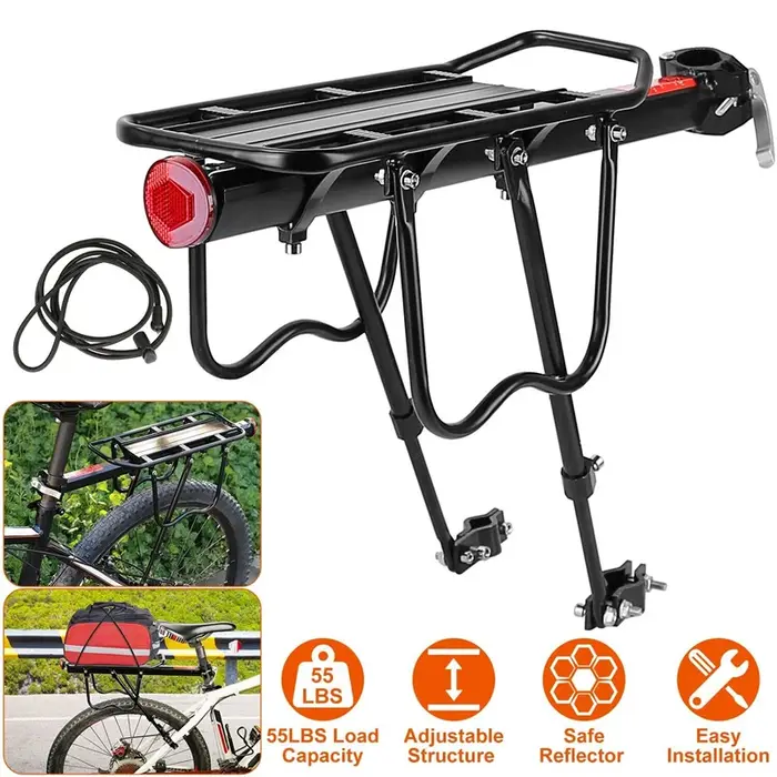 Porte-bagages arrière T1 en alliage d'aluminium pour vélo de route et VTT