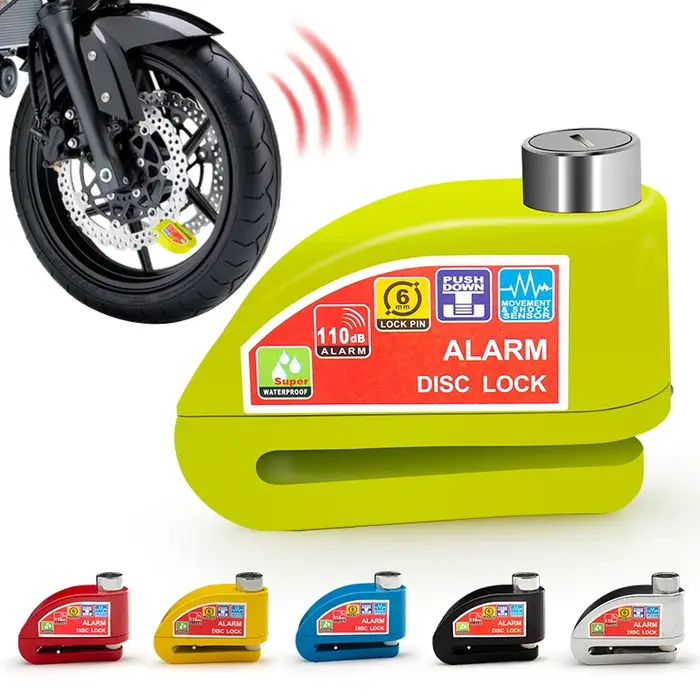 Scooter Moto vélo alarme serrure roue frein à disque étanche antivol en alliage d'aluminium sécurité
