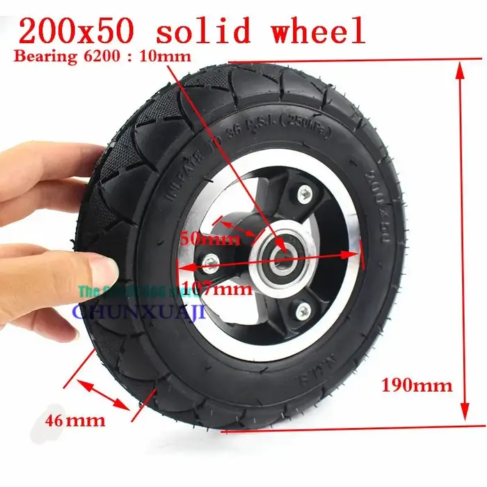 Roue solide 200x50 pour trottinette électrique