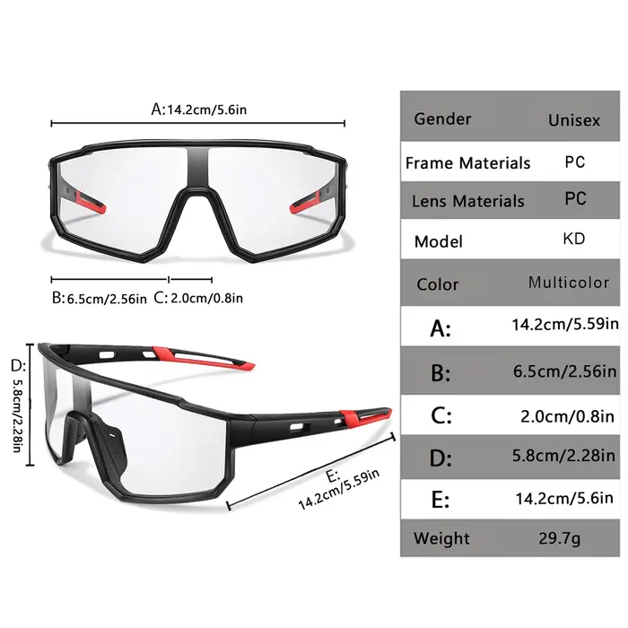 Lunettes de cyclisme photochromiques - Coupe-vent et confortables pour hommes et femmes