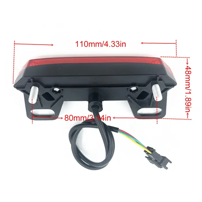 Feu arrière de vélo électrique LED ultra lumineux clignotant pour cyclisme de nuit sécurité IPX5 étanche et résistant pour vélo électrique 36-60V