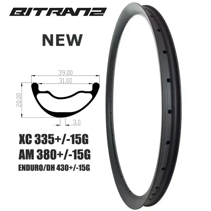29er XC Boost AM ENDURO 39mm 31mm de large asymétrique vtt vélo Tubeless jantes en carbone 20mm 27mm UD 3K 29 pouces DH roue 24H 28H 32H 36H