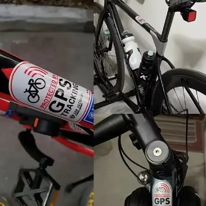 1 ensemble d'autocollants d'avertissement antivol pour vélo - Suivi GPS