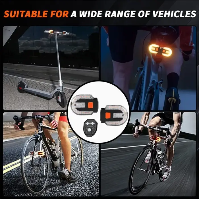 IN-A569U ! 4 clignotants pour vélos avec alarme, télécommande/feu arrière de vélo intégré, feux arrière de vélo étanches à clign
