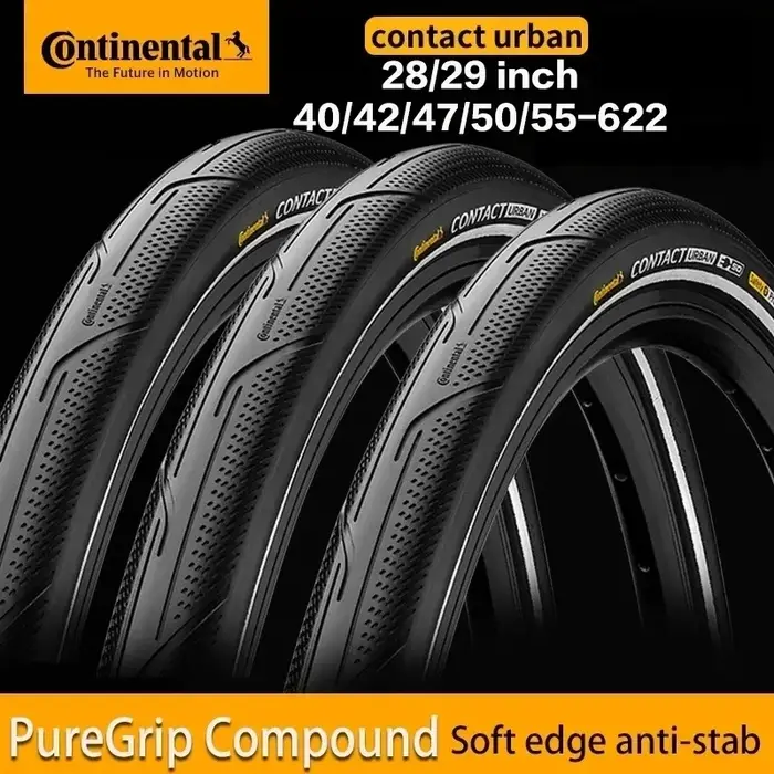 Pneu de vélo Continental Contact Urban 28 29 pouces avec bandes réfléchissantes et technologie Puregrip pour VTT vélo électrique urbain et croiseur
