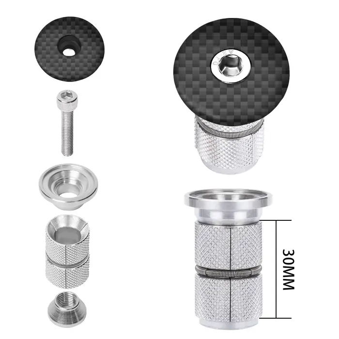 BUCKLOS – bouchon d'extension de casque de vélo en Fiber de carbone, capuchon supérieur avec boulon, ultraléger, pour fourche de route et vtt