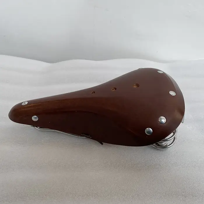 Selle de vélo rétro en cuir respirant et confortable, coussin de cyclisme vintage pour vélos à tube de selle double, VTT
