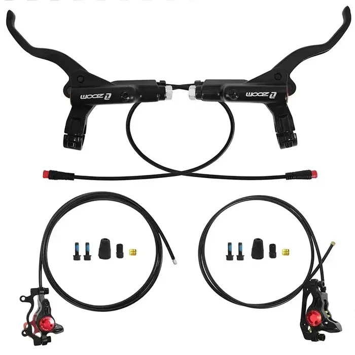Jeu de freins à disque hydrauliques ZOOM HB-775E à 2 pistons pour vélo pliant scooter électrique et VTT en blanc haute performance