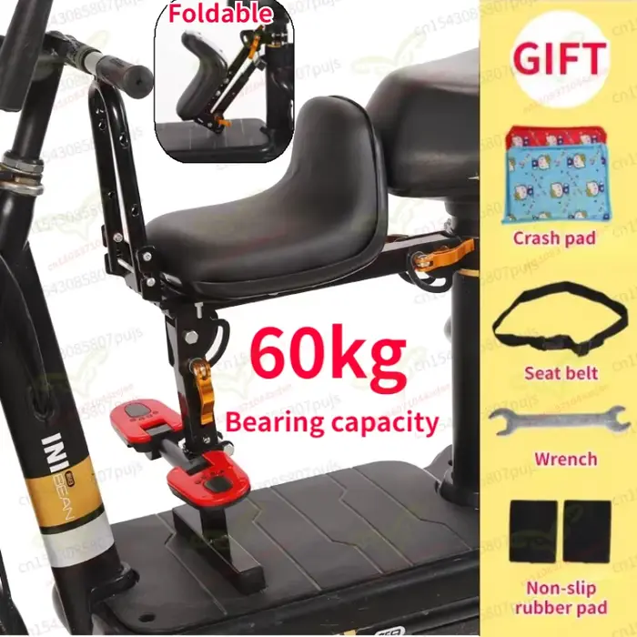 Siège de sécurité enfant pliable avant pour vélo électrique et trottinette